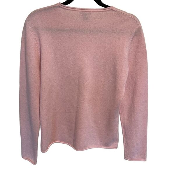 Privé- Women’s Light Pink Crew Neck Long Sleeved 100% Cashmere Sweater, Size Med - Picture 4 of 5